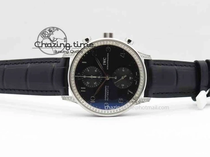 MIROTIME 0415 Portuguese IW3714 Diam ZF V2 1:1 Best Edition Black Dial On Black Leather Strap A79350 (Slim Movement) Lightweight 7245